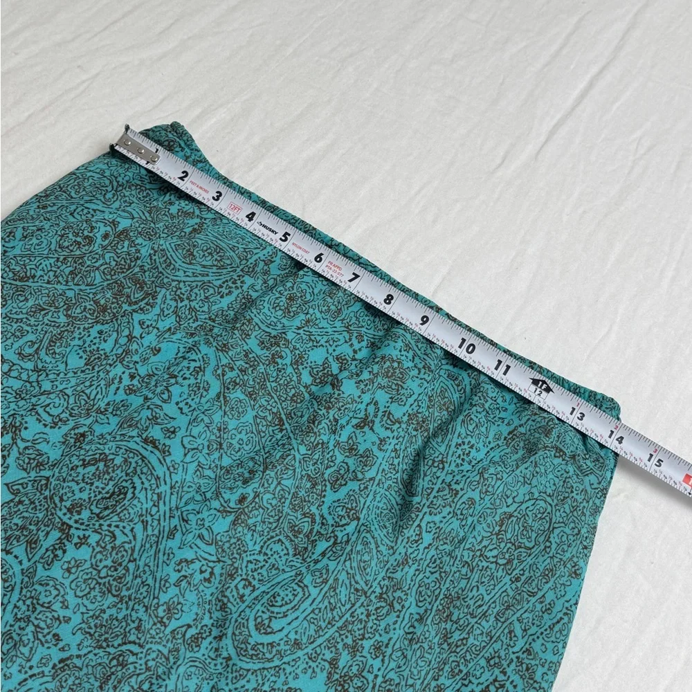 Vintage Y2K 90’s Asymmetrical Ruffle Hem Lapis Blue Floral Print Skirt Size M